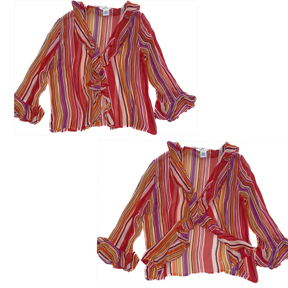 Vintage mid 90's Richard Malcom colorful striped blouse 🌸🌺🌷